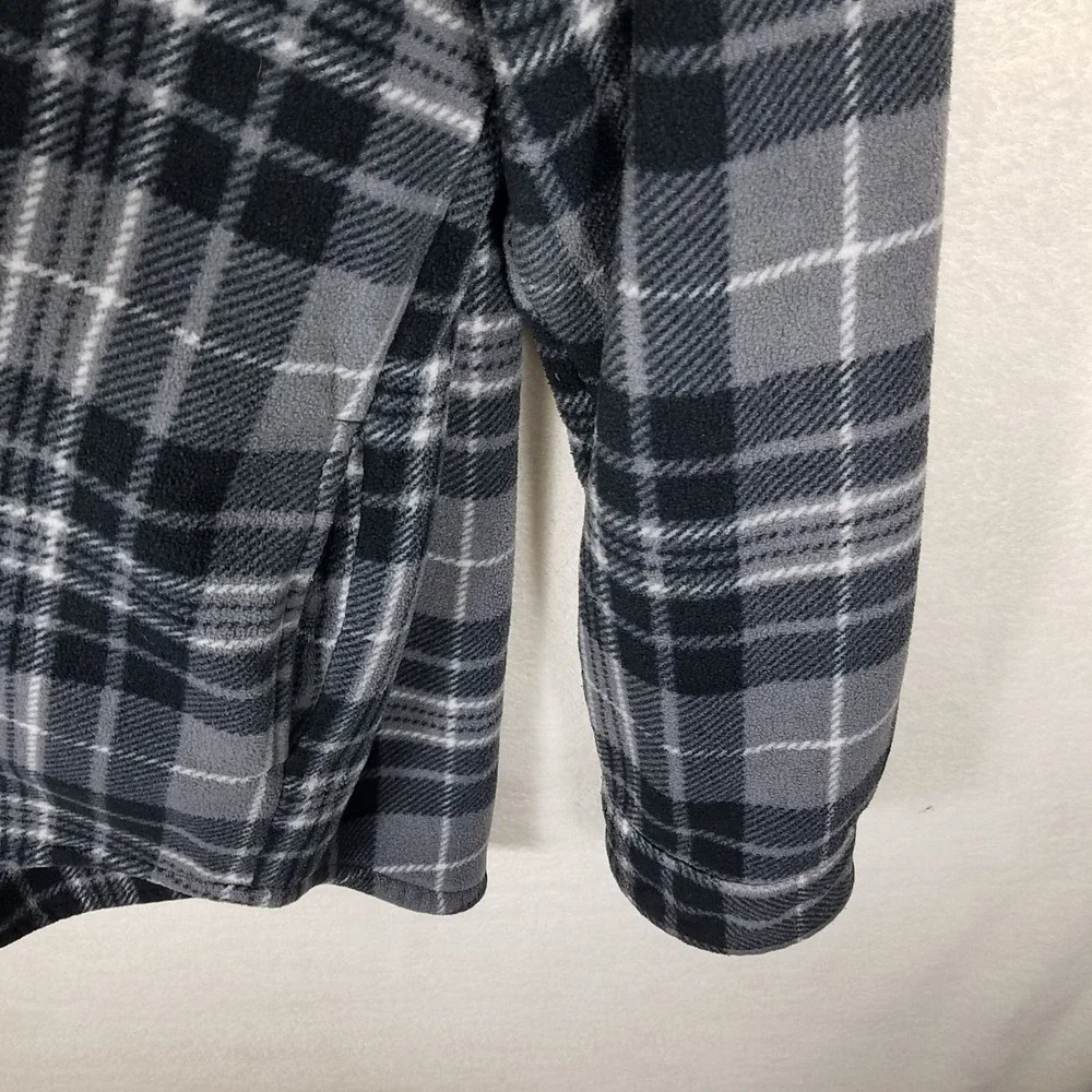 Freedom Foundry Plaid Shirt Jacket Mens XL Gray Black Excellent Sherpa Lined